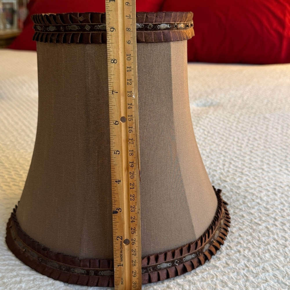 Antique Brown Lamp Shade Silk Metal Embellished Ribbon - Picture 8 of 11